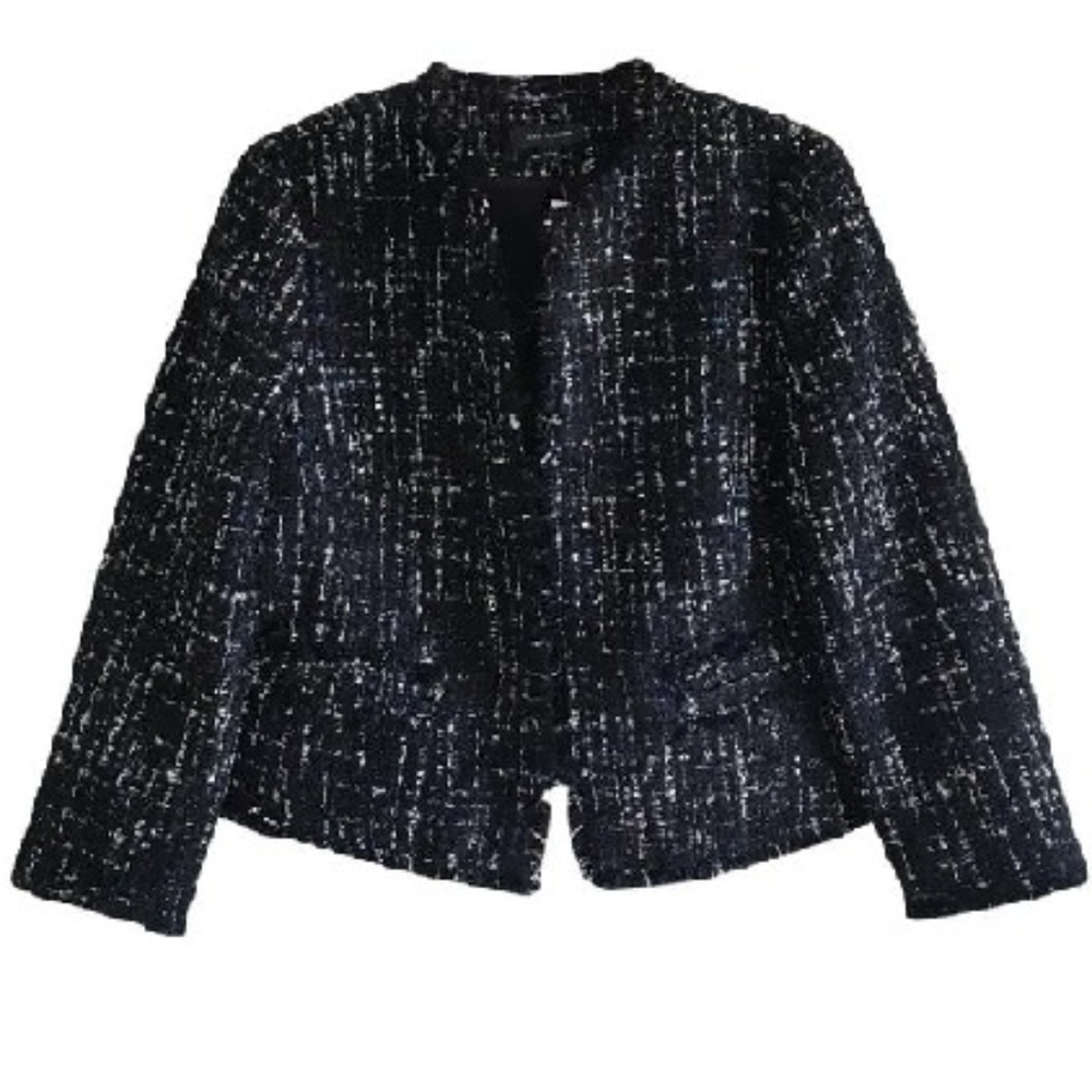 Ann Taylor Blue Boucle Tweed Jacket